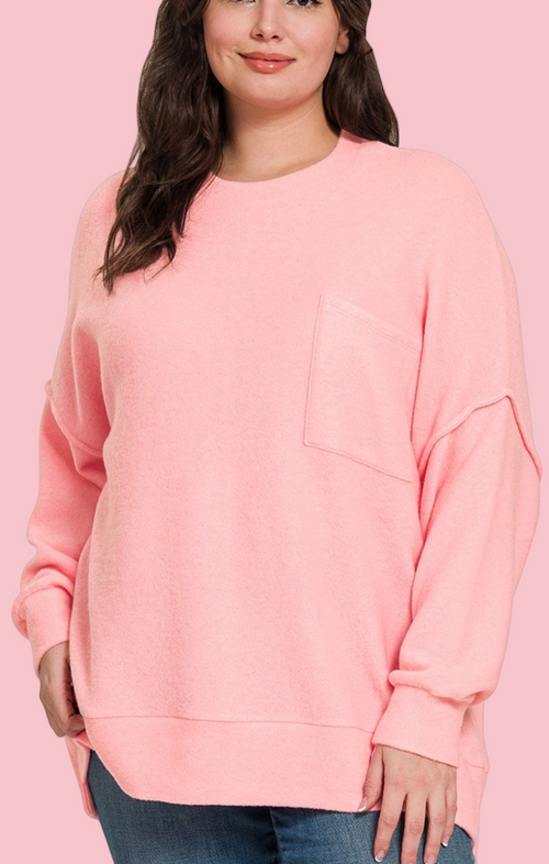 DOORBUSTER: Plus Oversized Butter Soft Pocket Sweater