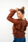 Warm Brown Flutter Blouse