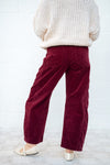 RISEN Wine Corduroy Stretch Barrel Jean