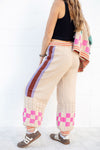 POL Colorful Granny Square & Checkered Pants