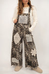 POL Leopard Patchwork Overalls