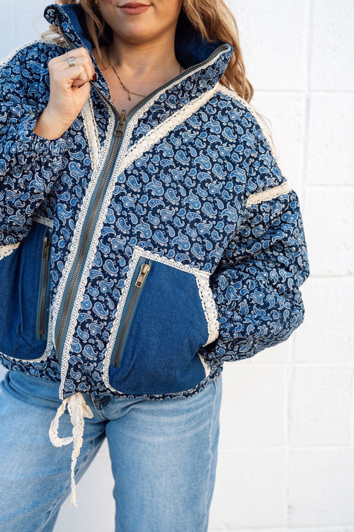 POL Paisley Indigo Reversible Dream Jacket