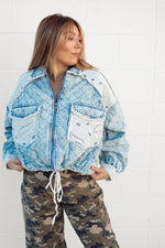 POL Quilted Lace Trucker Jacket
