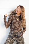 Mocha Petal Mesh Top