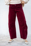 RISEN Wine Corduroy Stretch Barrel Jean