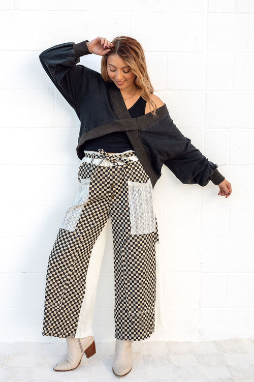 POL Checkered Patchwork Pants
