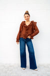 Warm Brown Flutter Blouse