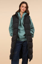 Love to Layer Long Puffer Vest: Black