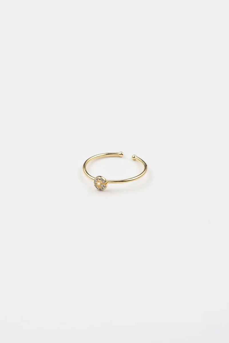18K Gold Shiny Adjustable Initial Ring - Set of 16