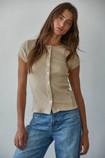 Ribbed Button Down Knit Cardigan Top