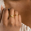 18K Gold Shiny Adjustable Initial Ring - Set of 16