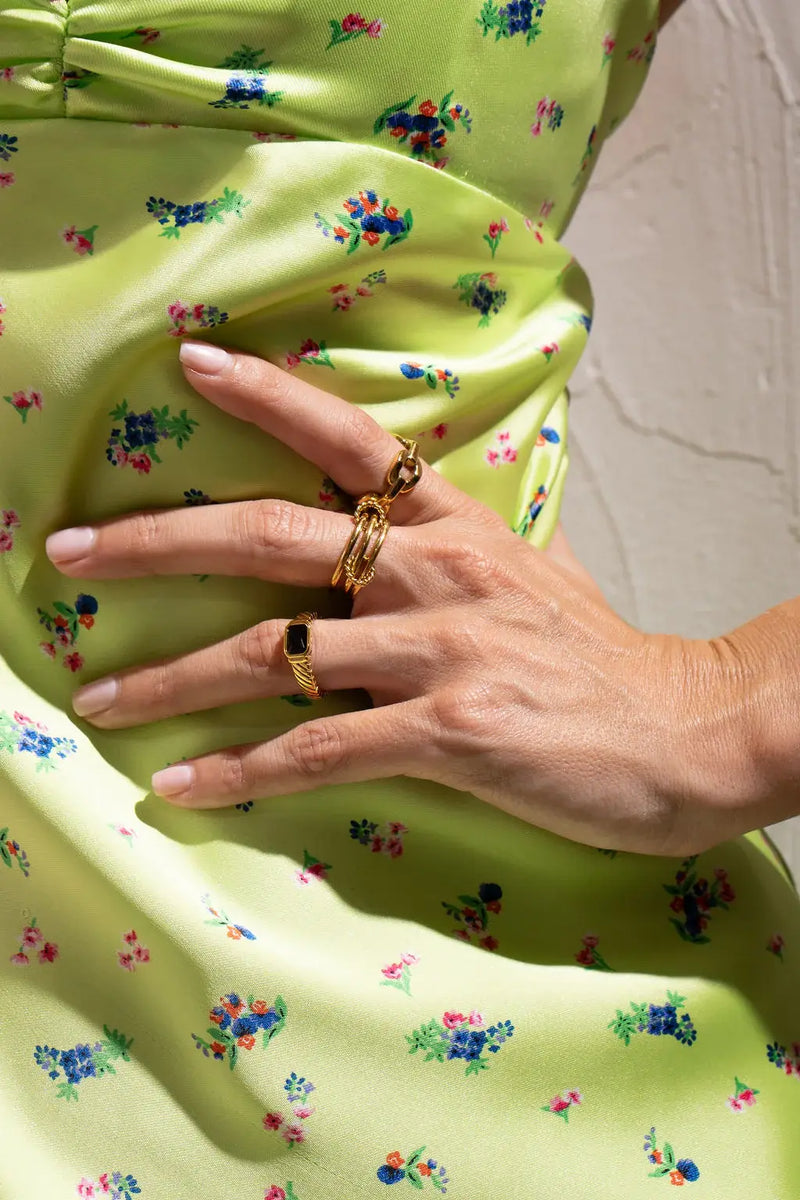 Waterproof Gold Triple Stacked Ring