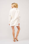 23254SET - Linen Blend Seashell Embroidered Button-Up Set: OFF WHITE / S