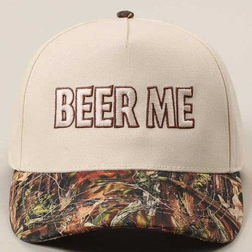 BEER ME Embroidery Leopard Camo Trucker Hat