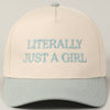 Literally Just A Girl Embroidery Two Tone Trucker Hat: LAVENDER / ONE SIZE