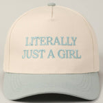 Literally Just A Girl Embroidery Two Tone Trucker Hat: LAVENDER / ONE SIZE