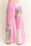 Mineral Washed Floral WaveKnit Jacquard Boho Pants HP6106: Natural / S-M-L / 2-2-2