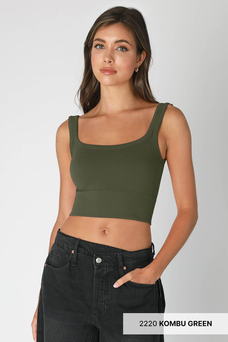 Nikibiki Scoop Chevron Ribbed Crop Top