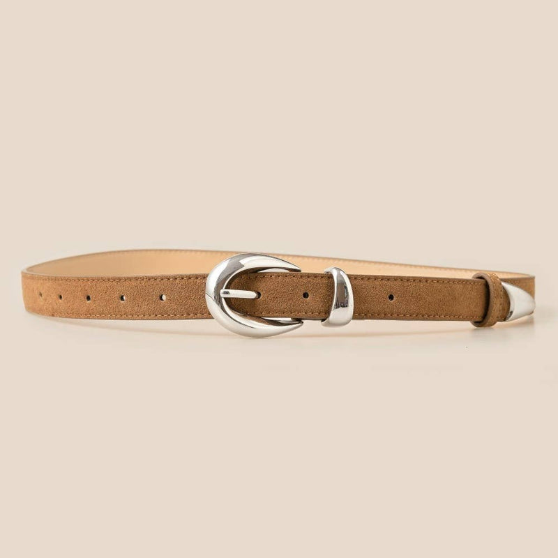 Oval Buckle Soft Leather Belt