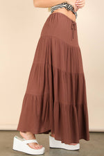 Tiered Layers Woven Midi Skirt