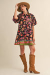 COLLARED BUTTON DOWN FLORAL MINI DRESS MDR4309