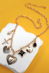 CHARM NECKLACE-VINTAGE HEART CLOVER CROSS | 80N92031