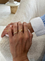 18K Gold Shiny Adjustable Initial Ring - Set of 16
