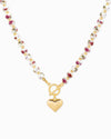 Ceramic Bead Puffy Heart Toggle Necklace