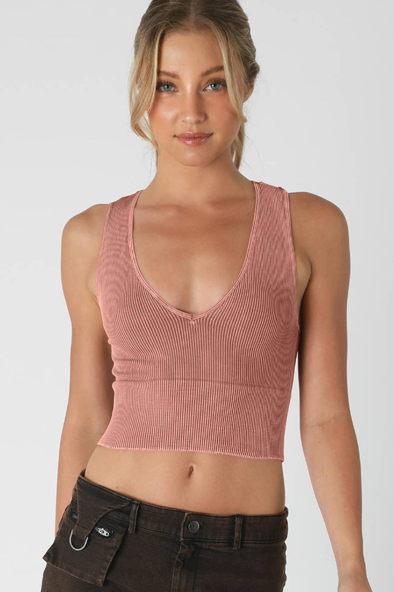 Nikibiki Vintage Plunge V-Neck Seamless Crop Top