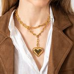 Waterproof Gold Statement Adjustable Heart Necklace