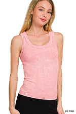 Kelly 2 Way Neckline Washed Ribbed Cropped Tank Top