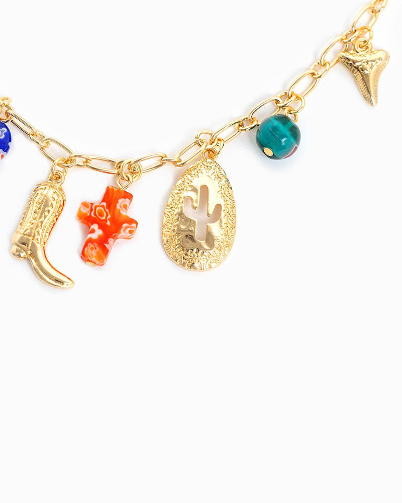 Western Multi Color Glass Charm Necklace
