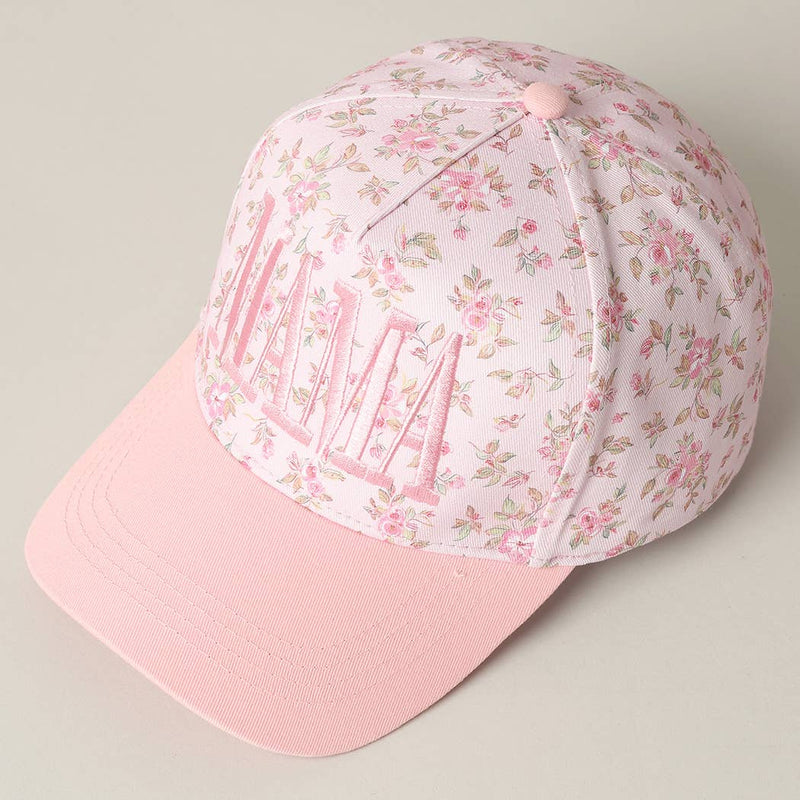 MAMA Embroidered Flower PatternTrucker Hat