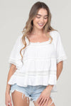 Lace Trim Square Neck Blouse
