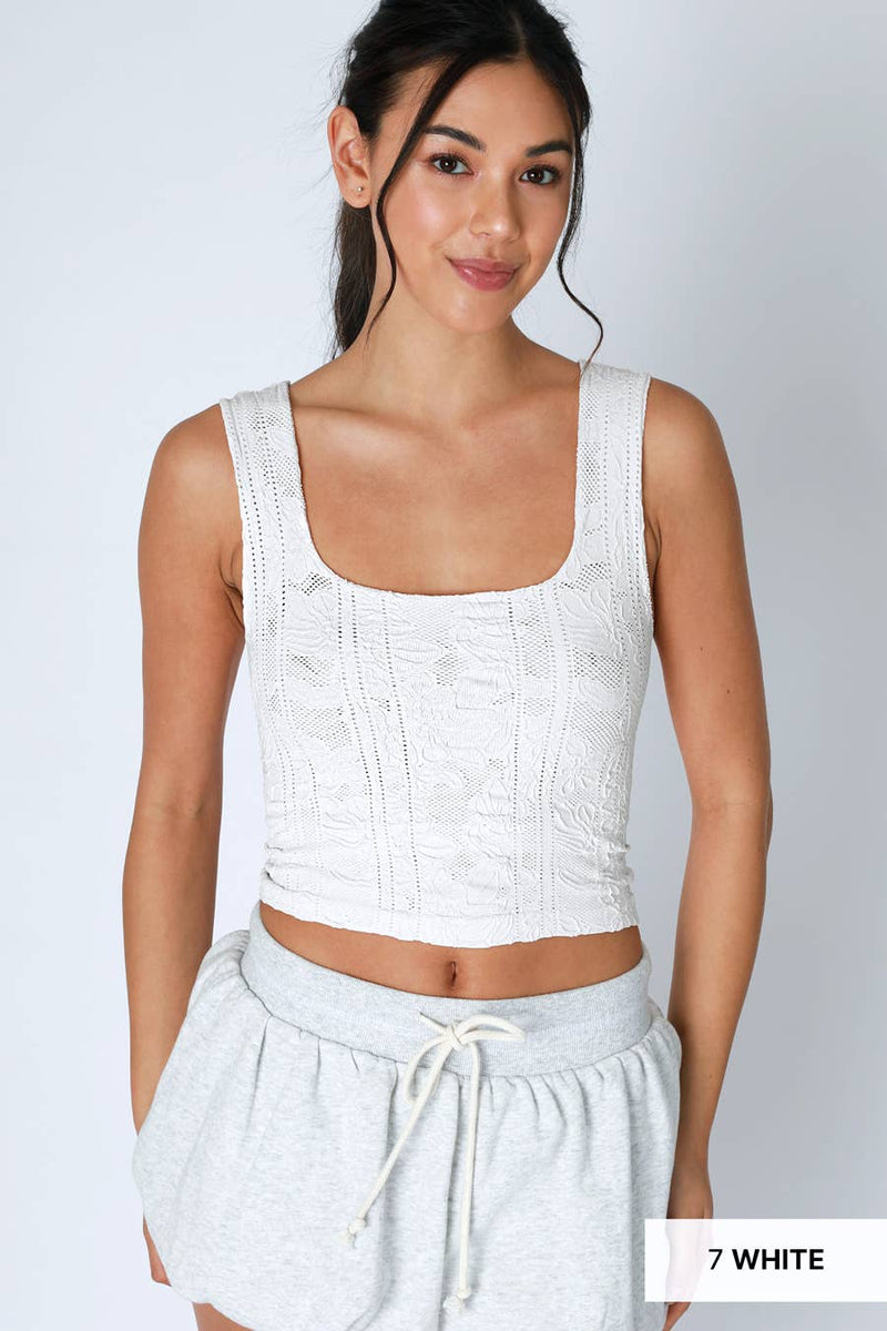 Nikibiki Double Lace Square Crop Top