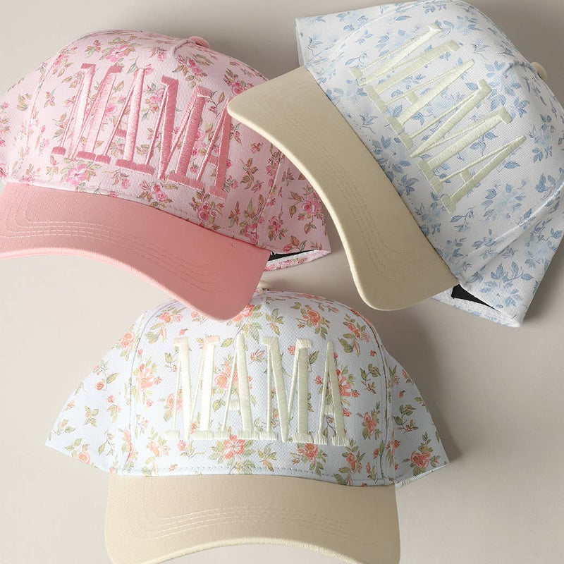 MAMA Embroidered Flower PatternTrucker Hat