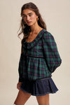 Green Plaid Holiday Blouse