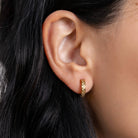 Women's waterproof 18K gold chess huggie hoop earrings