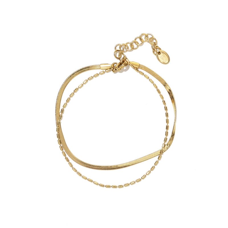 Waterproof Gold Double Layered Anklet