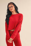 Cotton Slub Cutout Back Long Sleeve Layering Top