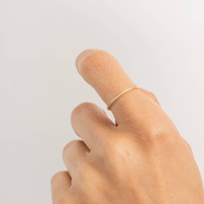 Waterproof Gold Dainty Diamond Ring Band