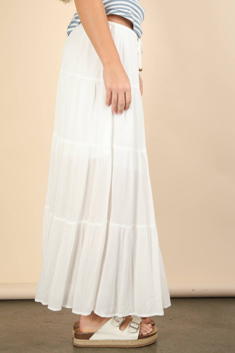 Tiered Layers Woven Midi Skirt