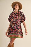 COLLARED BUTTON DOWN FLORAL MINI DRESS MDR4309