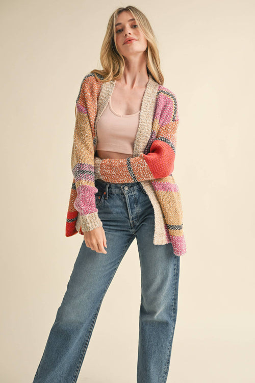 OVERSIZED COLOR BLOCK CARDIGAN MSW10038