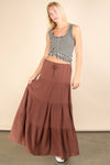 Tiered Layers Woven Midi Skirt