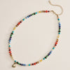 Colorful Beaded Necklace with Gold Letter Initial