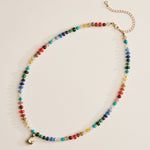 Colorful Beaded Necklace with Gold Letter Initial