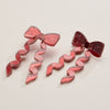 Glitter Bow Ribbon Earrings – Festive Statement Jewelry