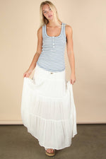 Tiered Layers Woven Midi Skirt