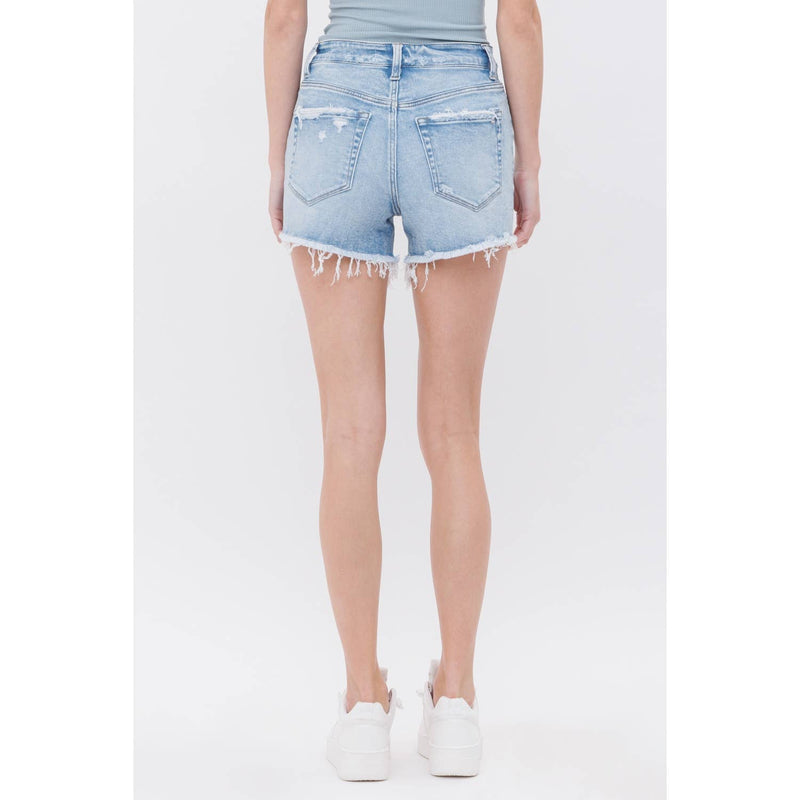 Mica High Rise Cutoffs: Light Wash
